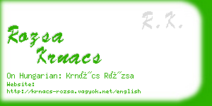 rozsa krnacs business card